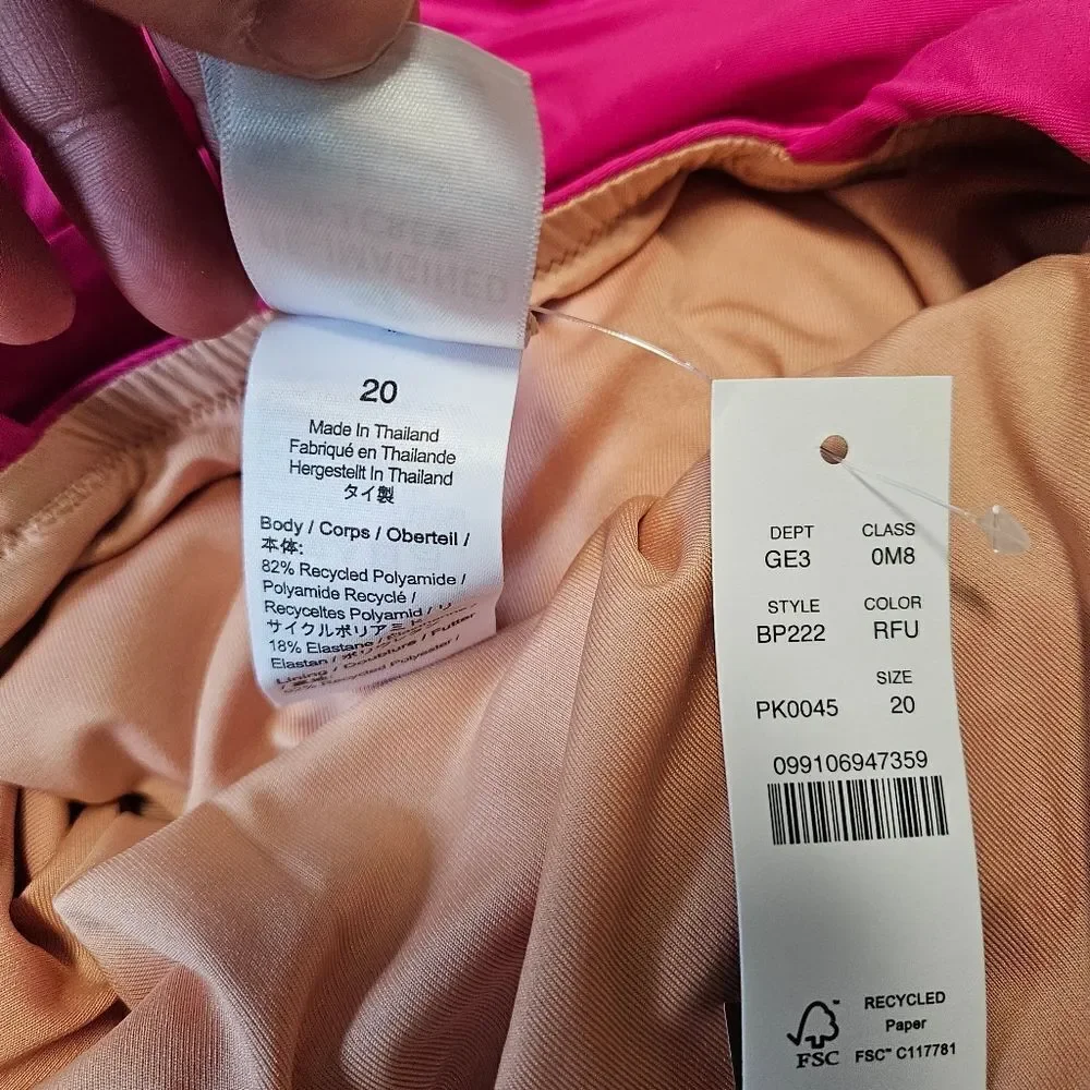J. Crew Ruched V Neck Ruffle One Piece Swimsuit Women's Plus 20 Fuchsia Pink